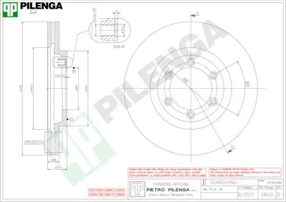 Handler.Part Brake disc PILENGA V840 1