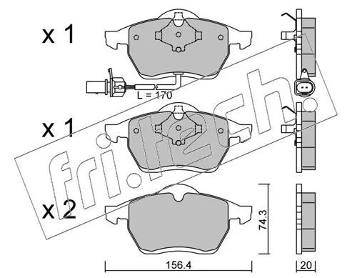 Handler.Part Brake pad set, disc brake fri.tech. 2881 1