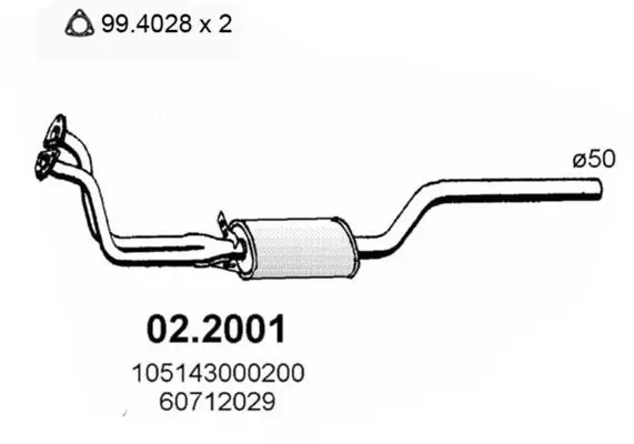 Handler.Part Front silencer ASSO 022001 1