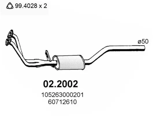 Handler.Part Front silencer ASSO 022002 1