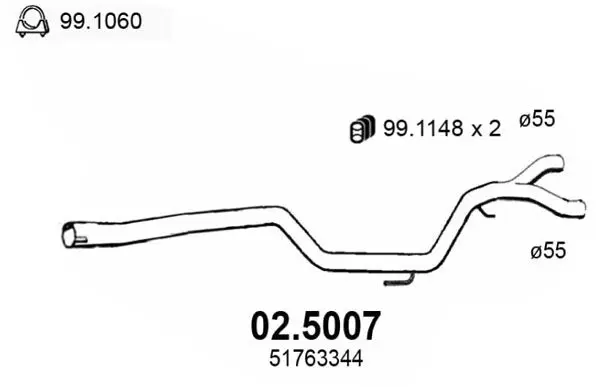 Handler.Part Exhaust pipe ASSO 025007 1