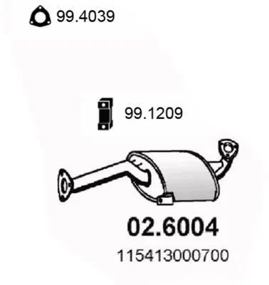 Handler.Part Middle silencer ASSO 026004 1