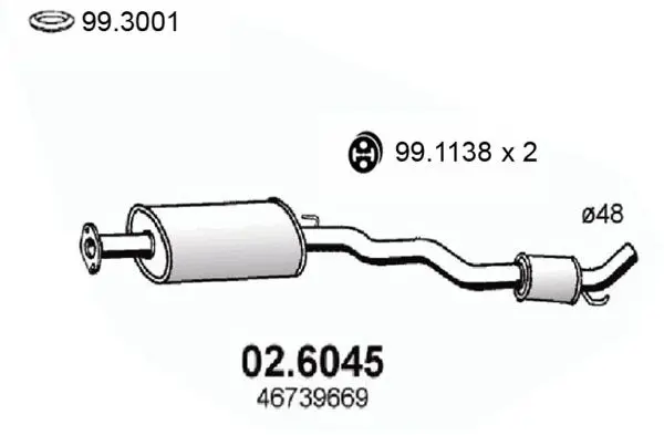 Handler.Part Middle silencer ASSO 026045 1