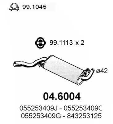 Handler.Part Middle silencer ASSO 046004 1