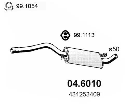 Handler.Part Middle silencer ASSO 046010 1