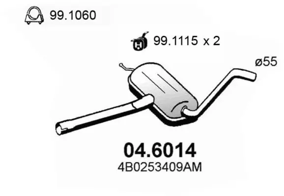 Handler.Part Middle silencer ASSO 046014 1