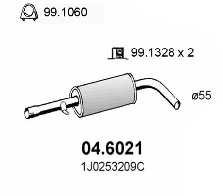 Handler.Part Middle silencer ASSO 046021 1