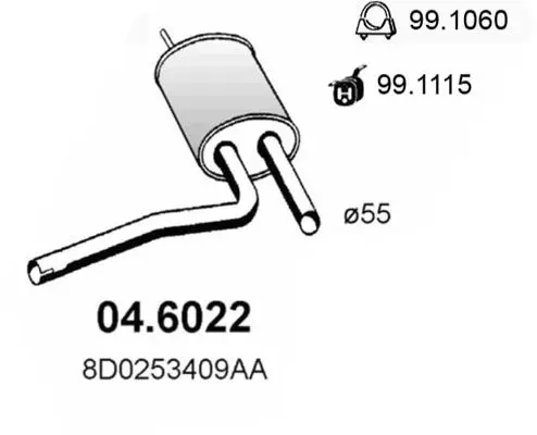 Handler.Part Middle silencer ASSO 046022 1