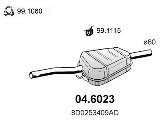 Handler.Part Middle silencer ASSO 046023 1