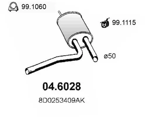 Handler.Part Middle silencer ASSO 046028 1