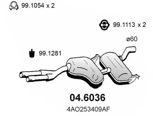 Handler.Part Middle silencer ASSO 046036 1