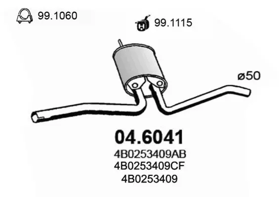 Handler.Part Middle silencer ASSO 046041 1