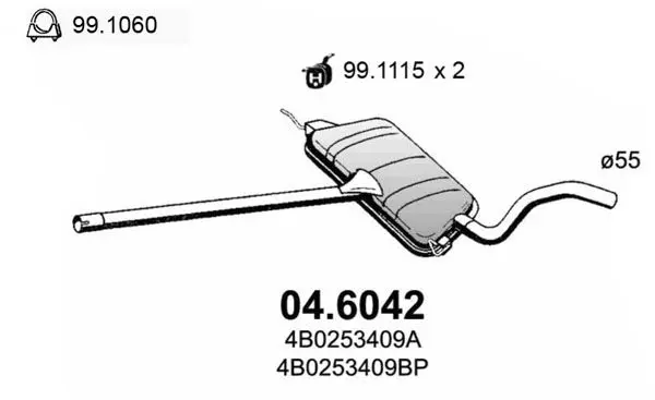 Handler.Part Middle silencer ASSO 046042 1