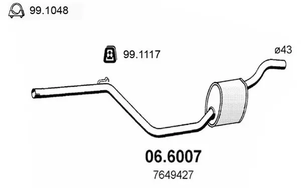 Handler.Part Middle silencer ASSO 066007 1