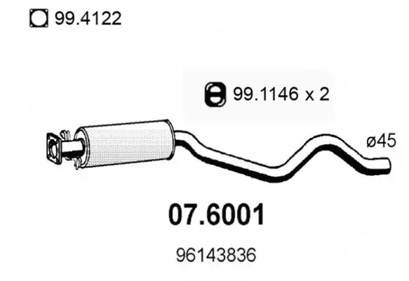 Handler.Part Middle silencer ASSO 076001 1