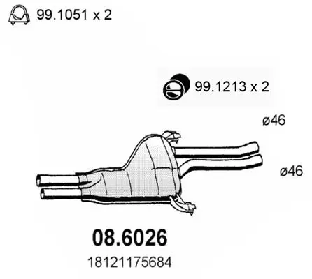 Handler.Part Middle silencer ASSO 086026 1