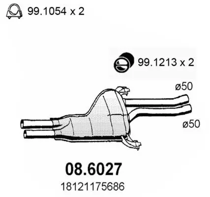 Handler.Part Middle silencer ASSO 086027 1