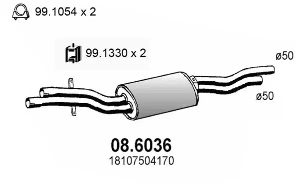 Handler.Part Middle silencer ASSO 086036 1