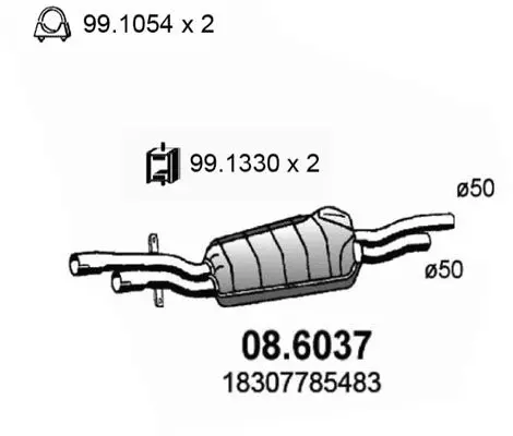 Handler.Part Middle silencer ASSO 086037 1