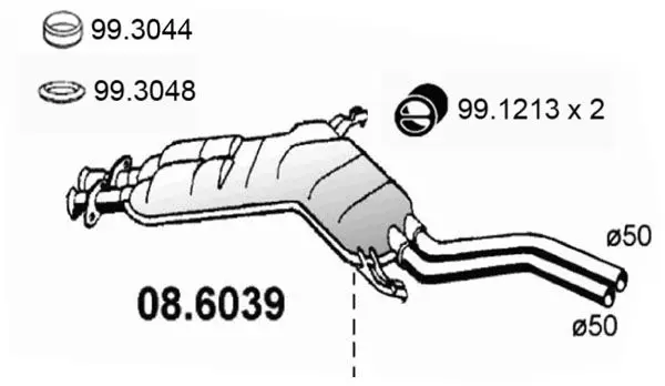 Handler.Part Middle silencer ASSO 086039 1