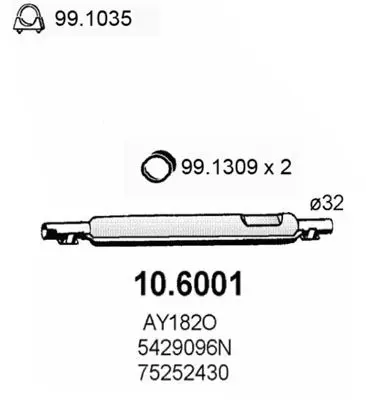 Handler.Part Middle silencer ASSO 106001 1