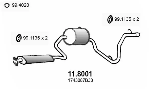 Handler.Part Middle-/end silencer ASSO 118001 1