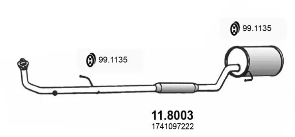 Handler.Part Middle-/end silencer ASSO 118003 1