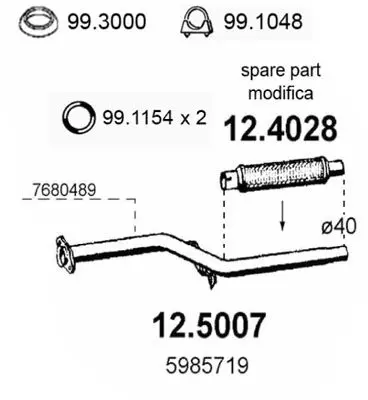 Handler.Part Exhaust pipe ASSO 125007 1