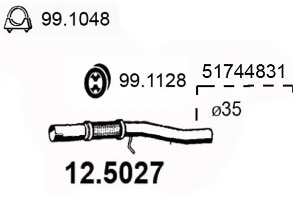 Handler.Part Exhaust pipe ASSO 125027 1