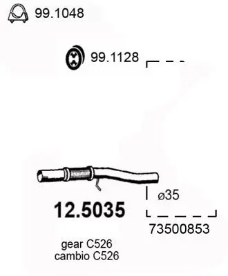 Handler.Part Exhaust pipe ASSO 125035 1