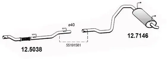 Handler.Part Exhaust pipe ASSO 125038 1