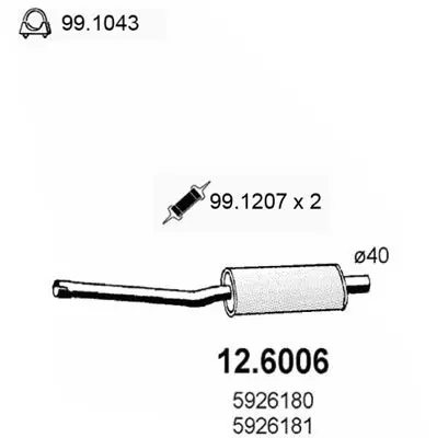 Handler.Part Middle silencer ASSO 126006 1