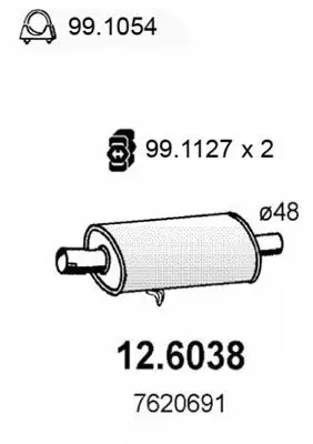 Handler.Part Middle silencer ASSO 126038 1