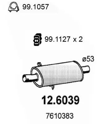 Handler.Part Middle silencer ASSO 126039 1