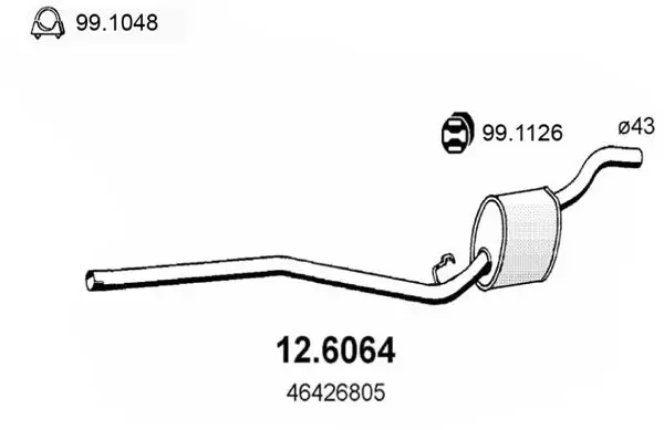 Handler.Part Middle silencer ASSO 126064 1