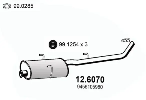 Handler.Part Middle silencer ASSO 126070 1