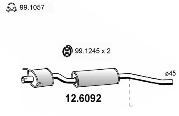 Handler.Part Middle silencer ASSO 126092 1