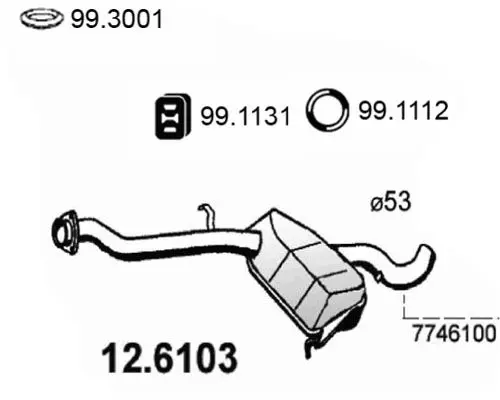 Handler.Part Middle silencer ASSO 126103 1