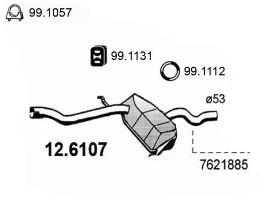 Handler.Part Middle silencer ASSO 126107 1