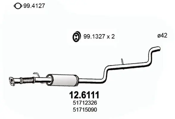 Handler.Part Middle silencer ASSO 126111 1