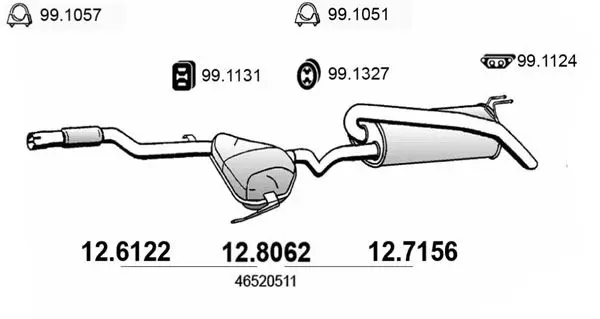 Handler.Part Middle silencer ASSO 126122 1