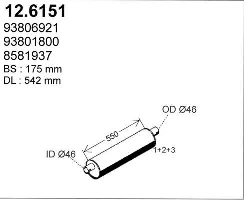 Handler.Part Middle silencer ASSO 126151 1