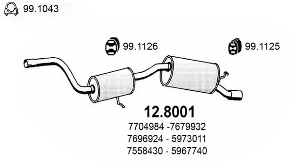 Handler.Part Middle-/end silencer ASSO 128001 1