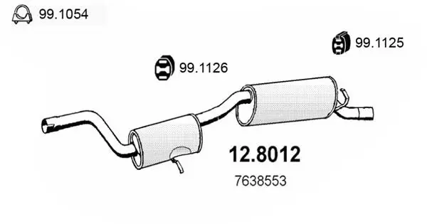 Handler.Part Middle-/end silencer ASSO 128012 1