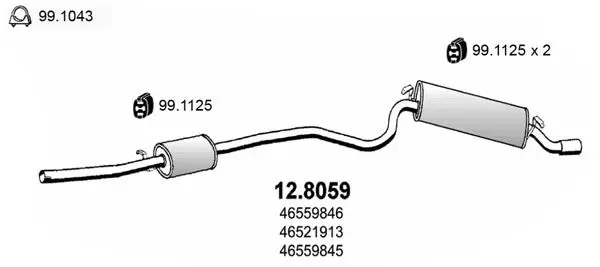 Handler.Part Middle-/end silencer ASSO 128059 1