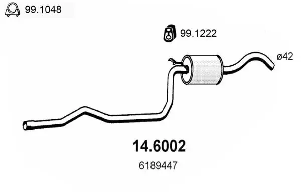 Handler.Part Middle silencer ASSO 146002 1