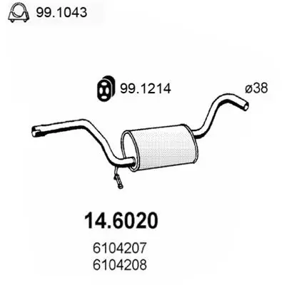 Handler.Part Middle silencer ASSO 146020 1