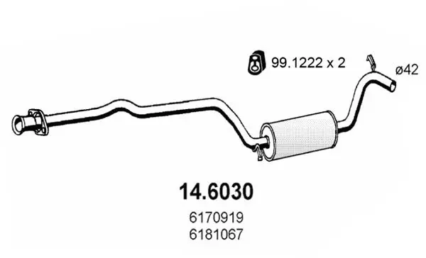 Handler.Part Middle silencer ASSO 146030 1