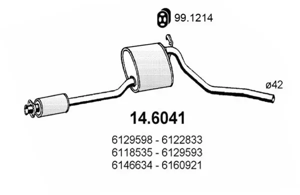 Handler.Part Middle silencer ASSO 146041 1