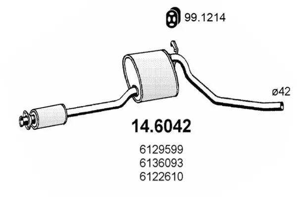 Handler.Part Middle silencer ASSO 146042 1